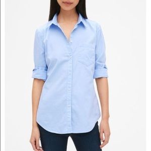 NWT GAP Blue Fitted Boyfriend Oxford Shirt, S